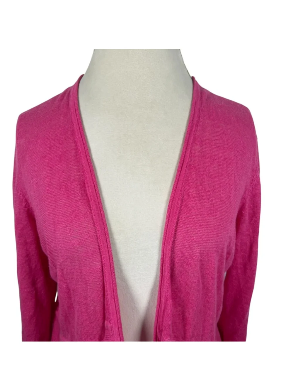 Eileen Fisher System Organic Linen Open Waterfall Drape Front Cardigan Size L - Picture 3 of 11